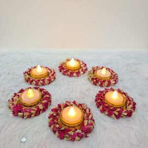 aabha's handicraft pack of 6 tealight diya / candle holder